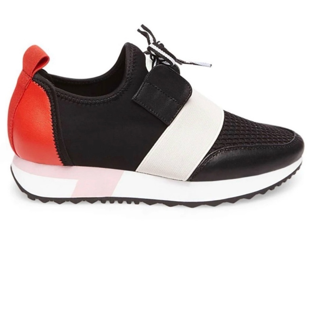 Steve Madden Antics Colorblock Mesh Sneakers Black White Red Comfort Lightweight
